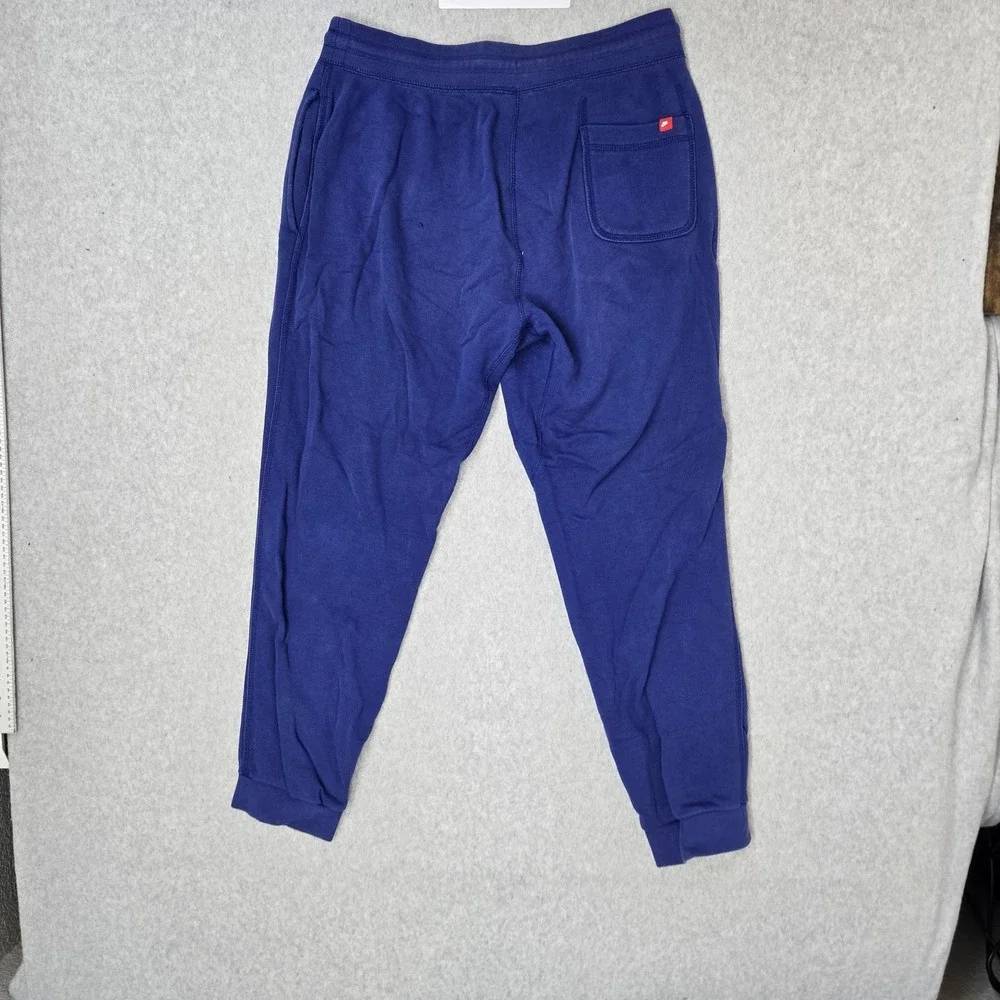 Nike Men Pants L Blue Embroidered Sweatpants Fleece Joggers READ